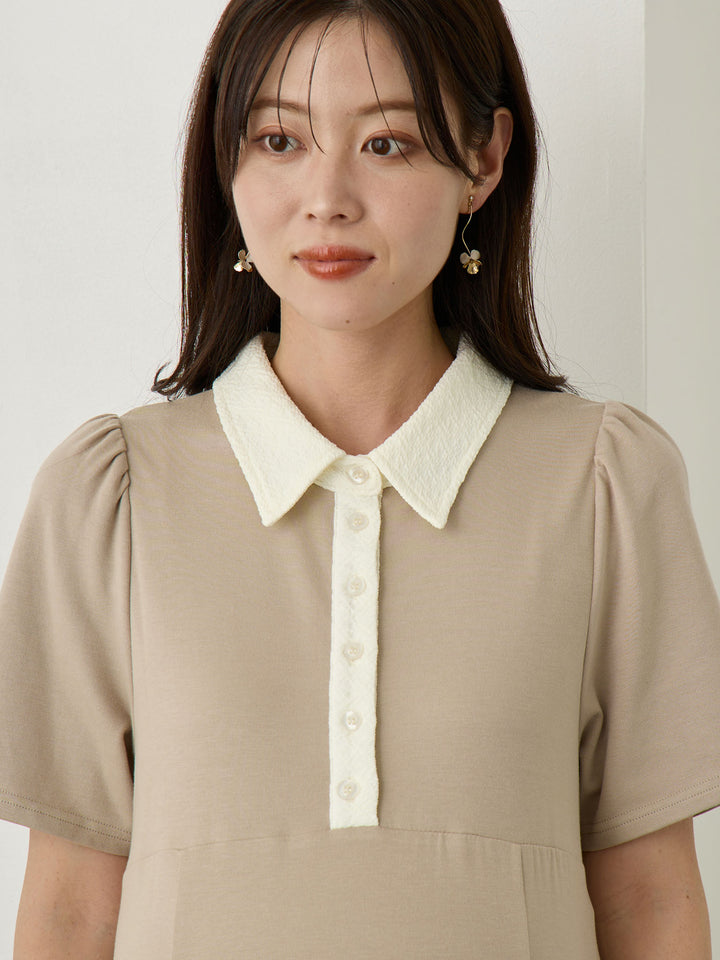 レースポロマーメイドワンピース Beige