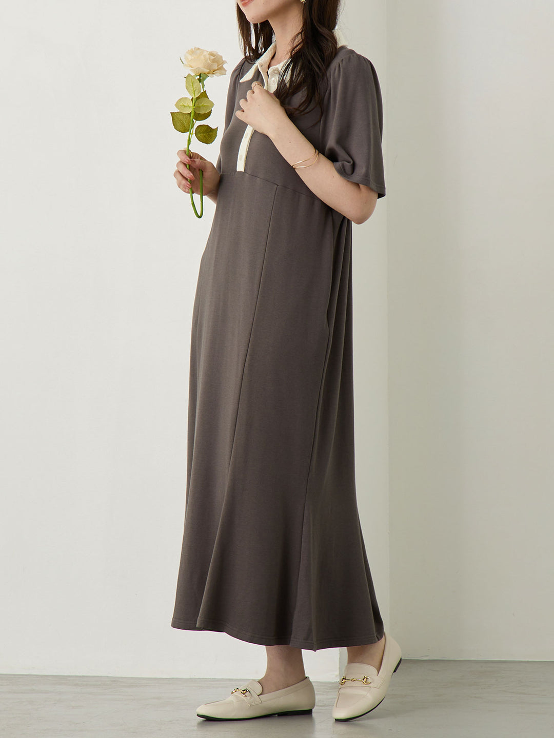 レースポロマーメイドワンピース Gray