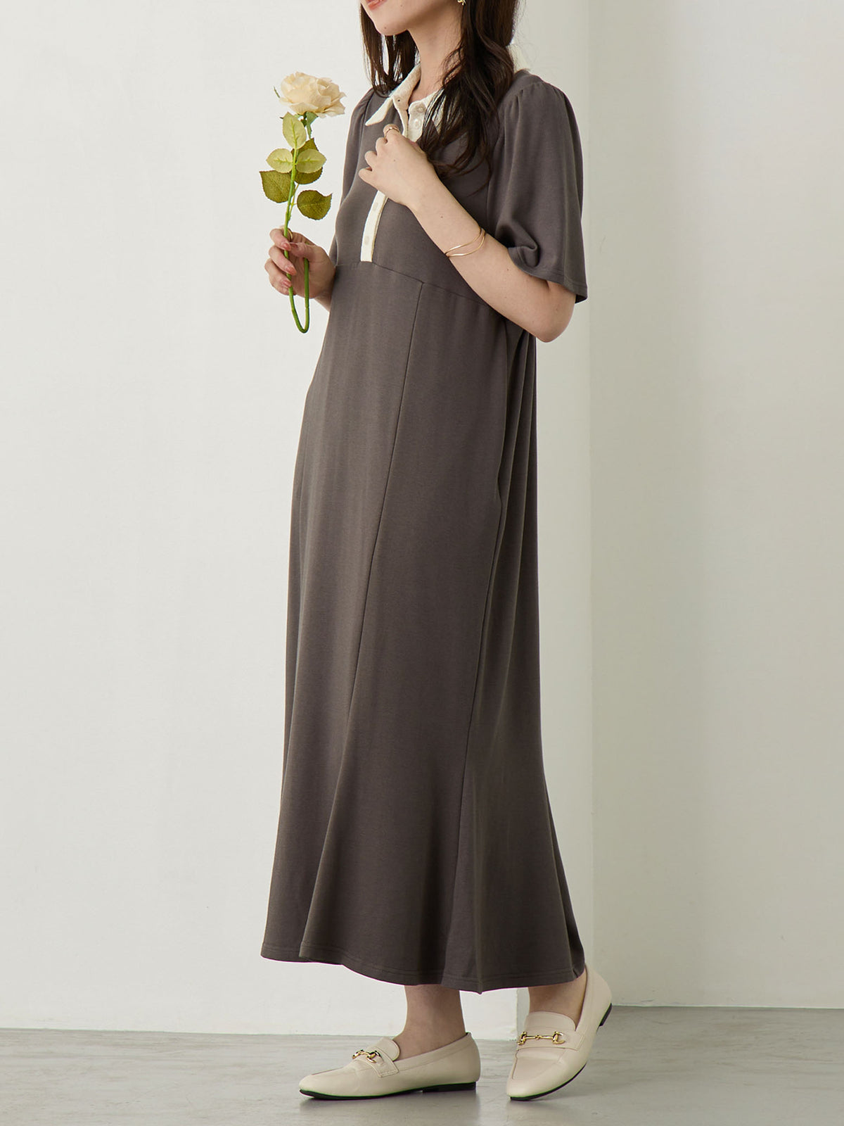 レースポロマーメイドワンピース Gray