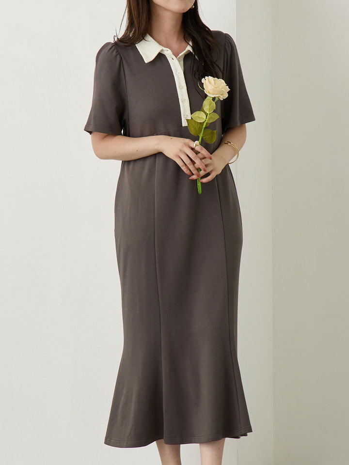 レースポロマーメイドワンピース Gray