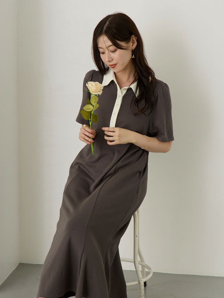 レースポロマーメイドワンピース Gray