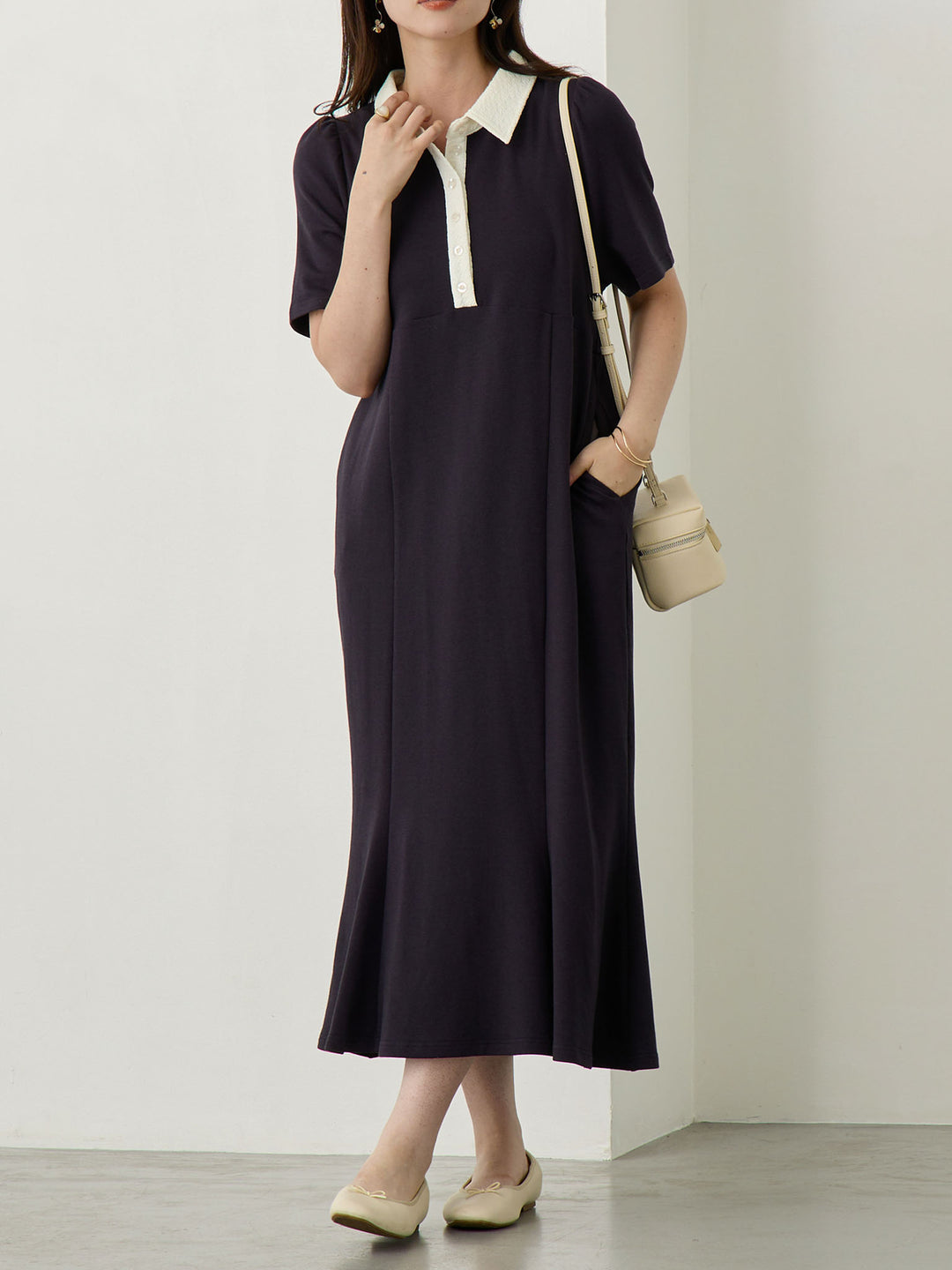 レースポロマーメイドワンピース Navy