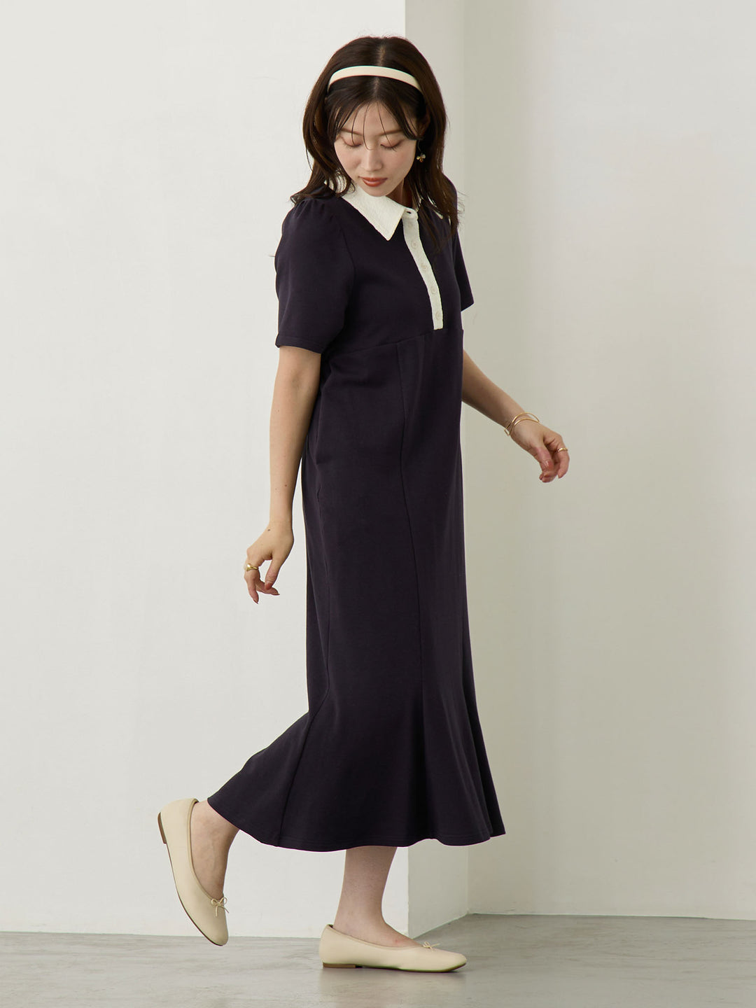 レースポロマーメイドワンピース Navy