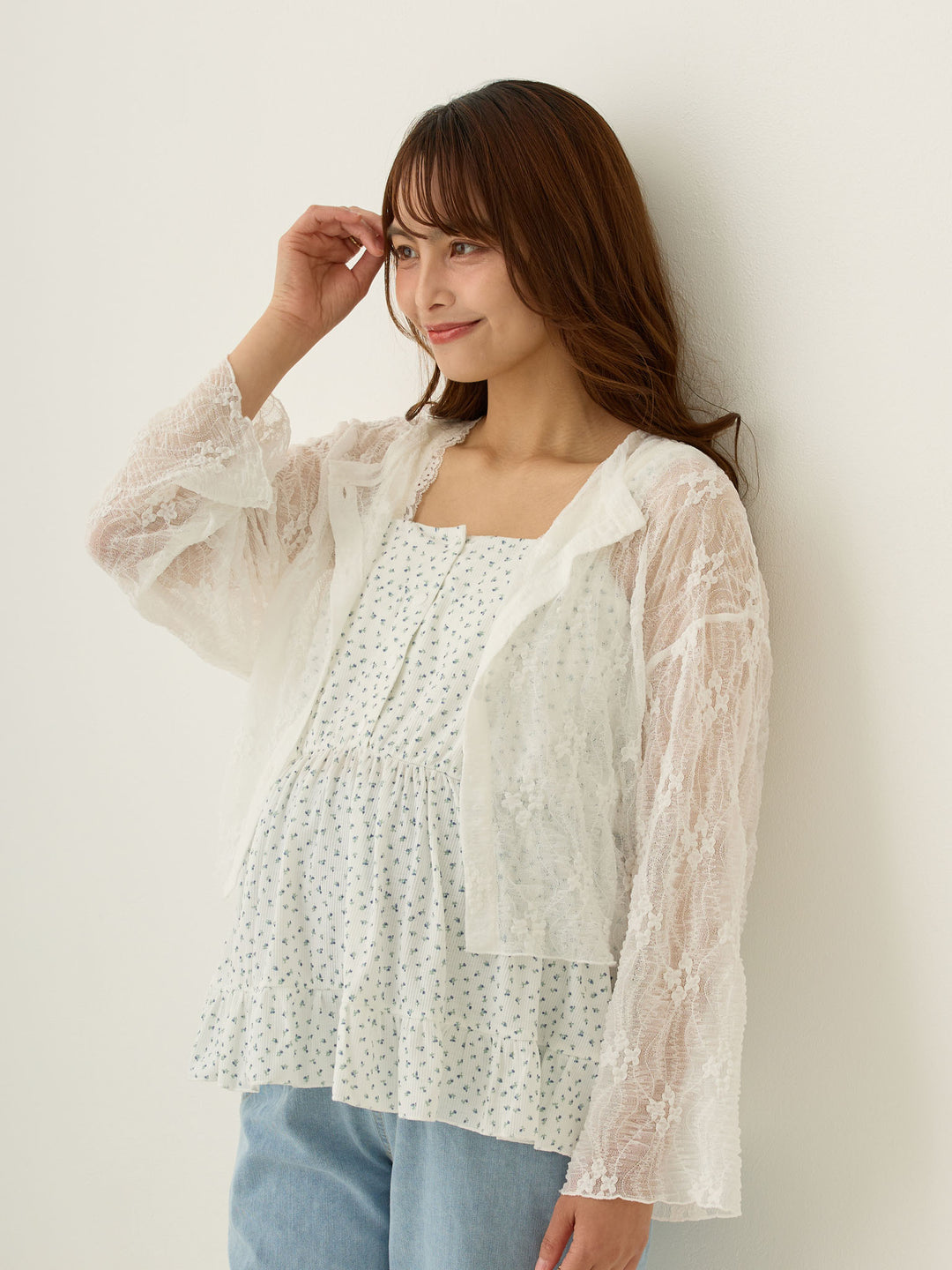 2wayレースカーディガン White