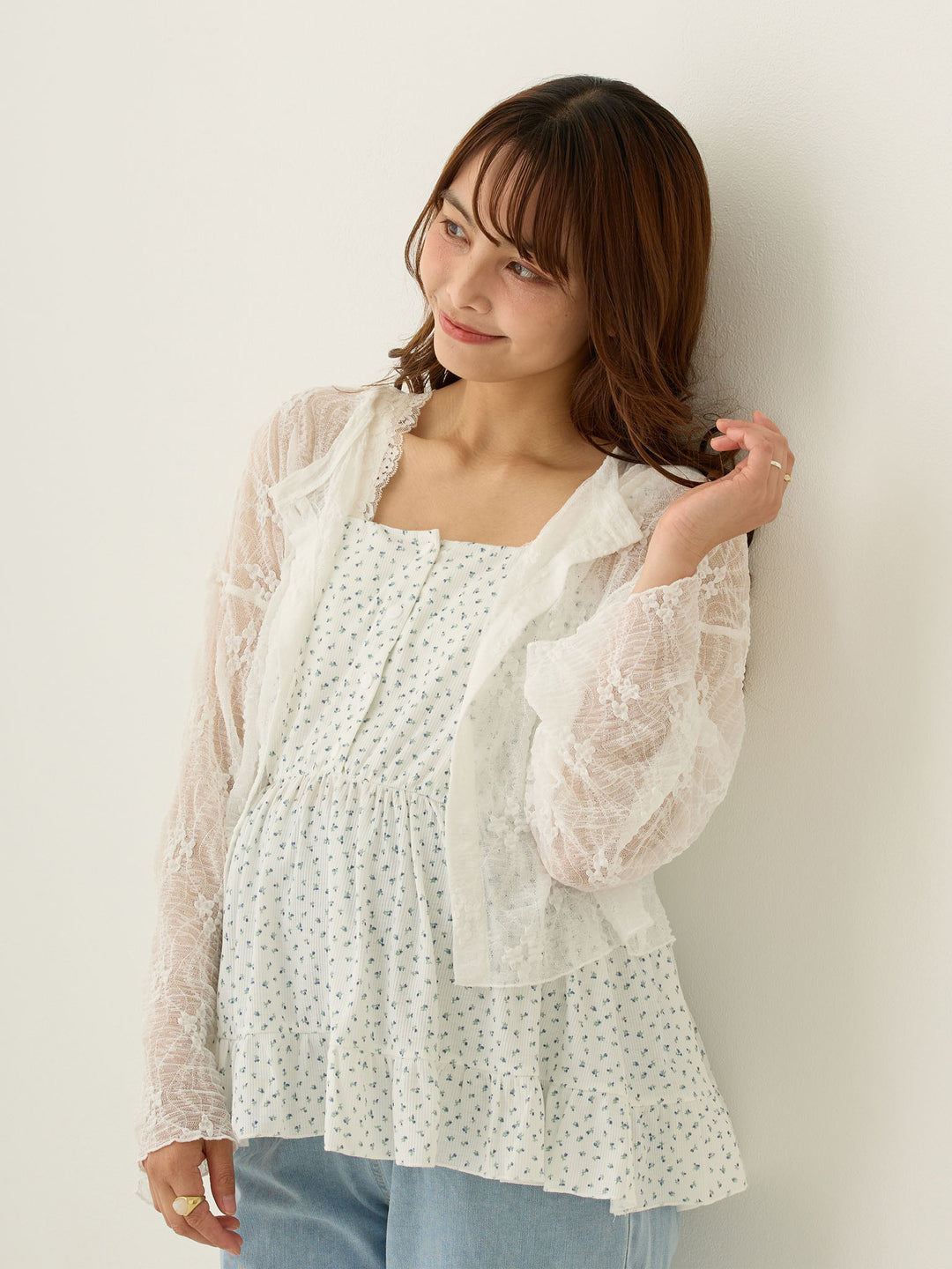 2wayレースカーディガン White