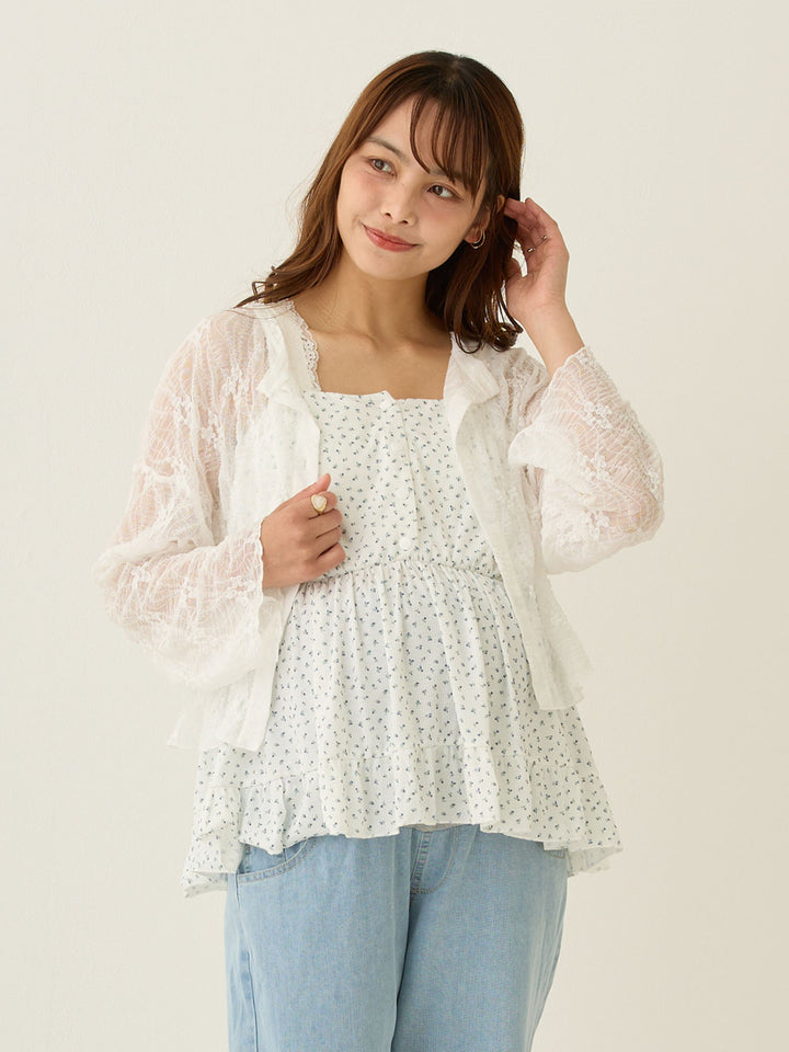 2wayレースカーディガン White