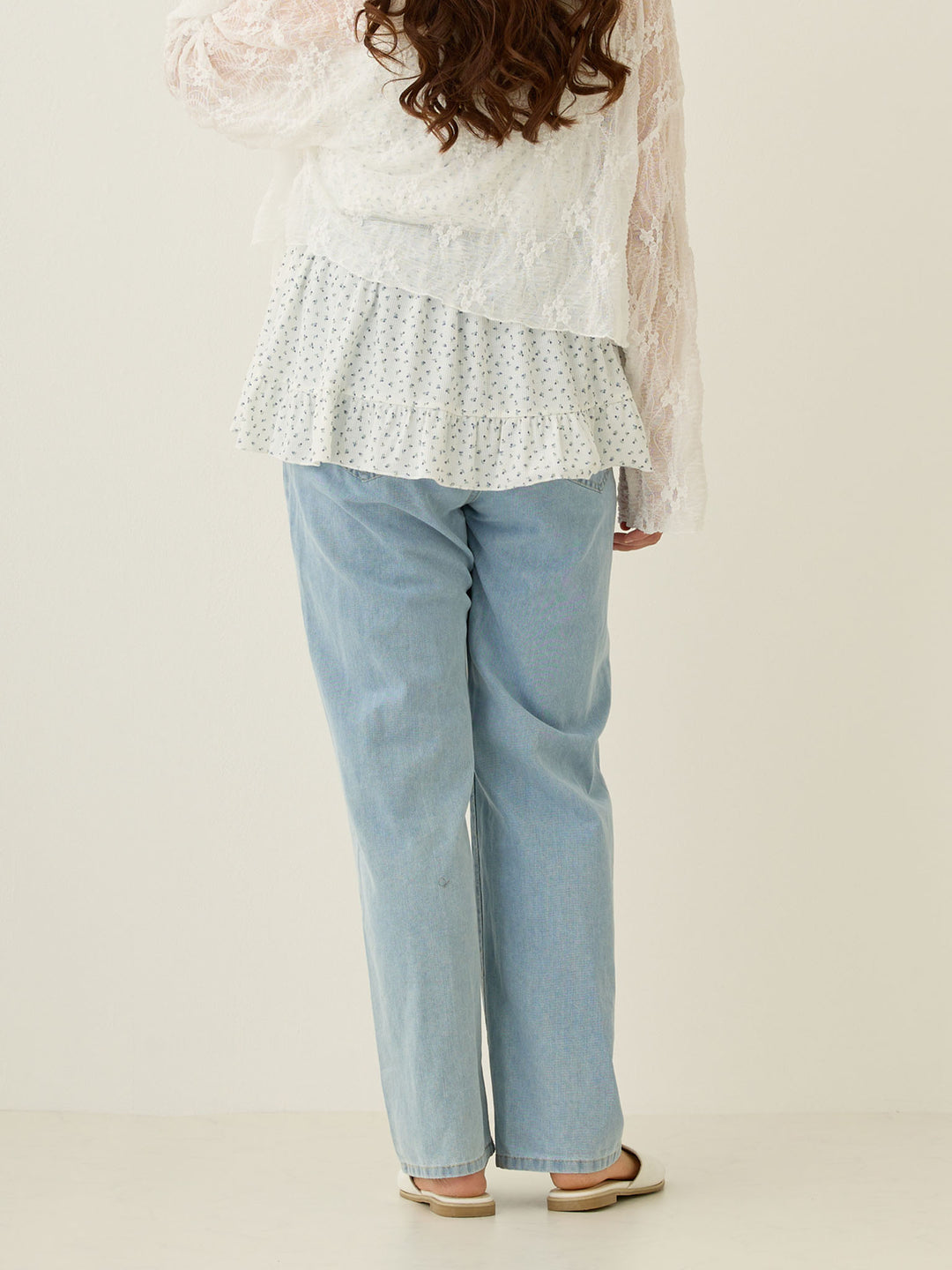 Light blue thin denim long pants