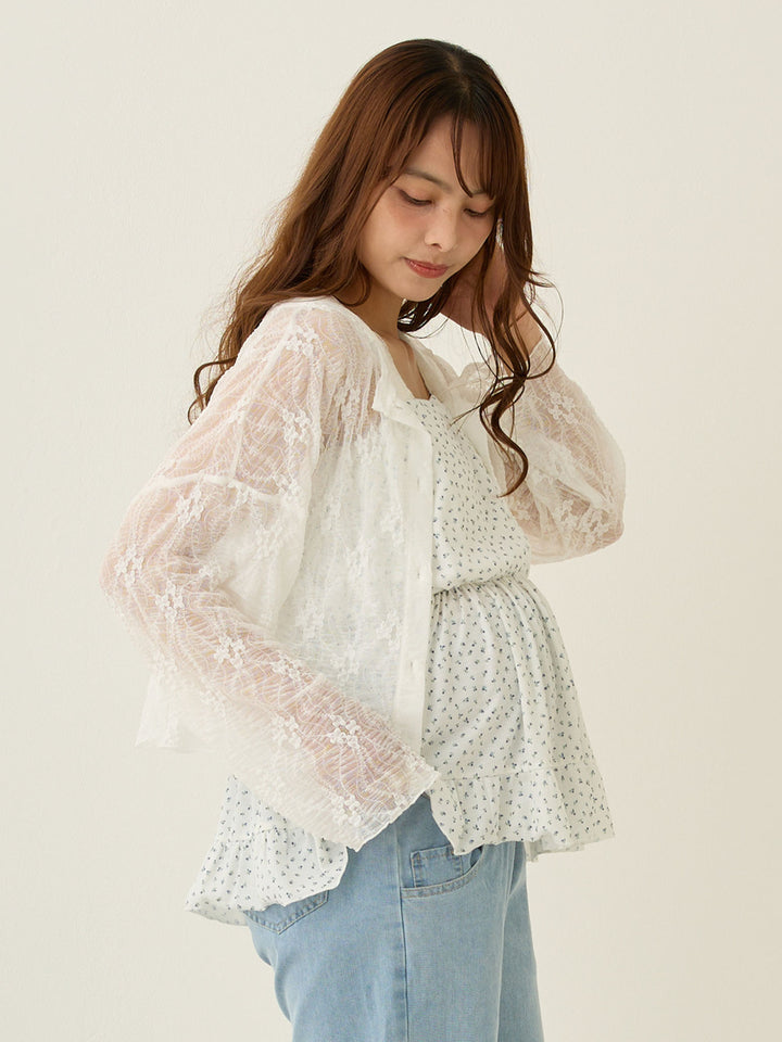 2wayレースカーディガン White