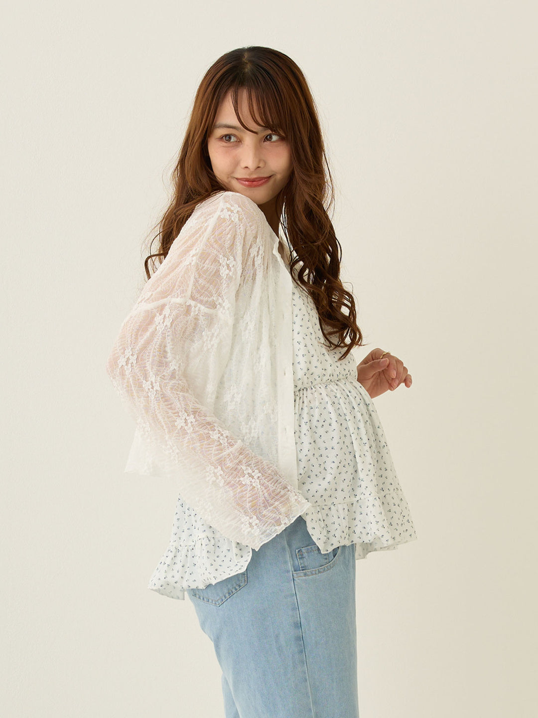 2wayレースカーディガン White