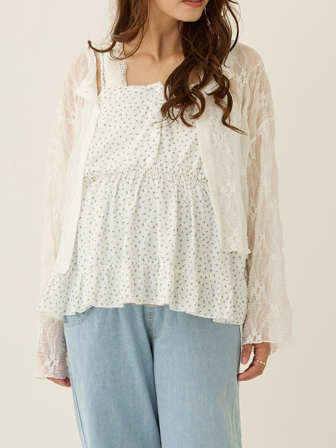 2wayレースカーディガン White