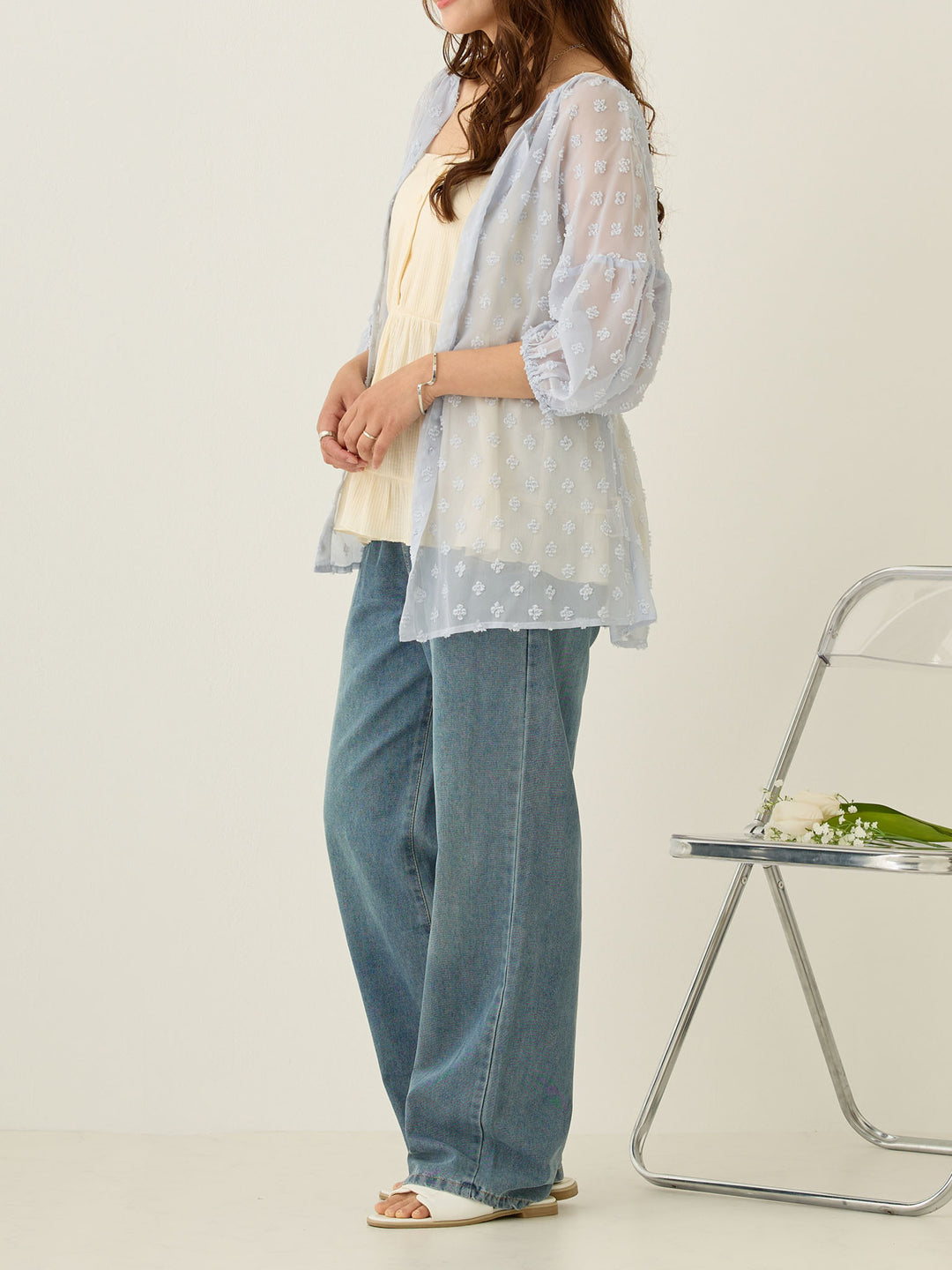 Light denim long pants Blue