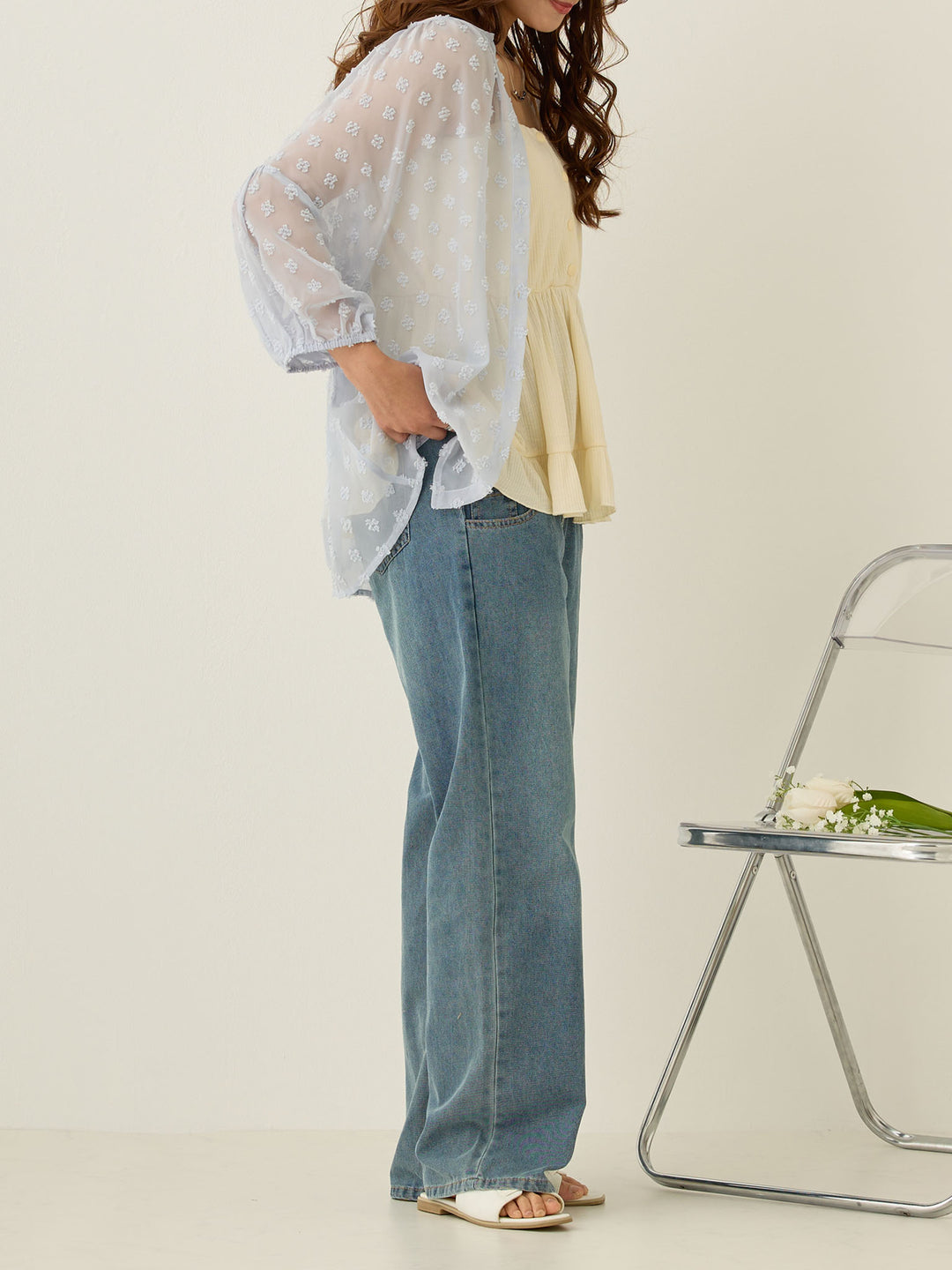 Light denim long pants Blue