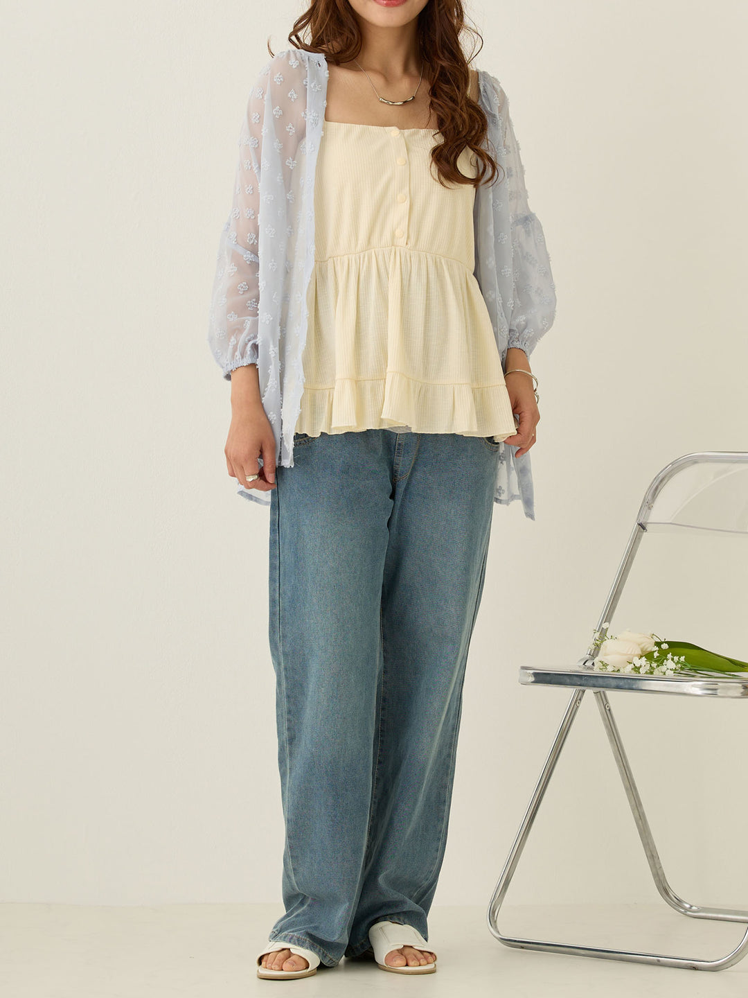 Light denim long pants Blue