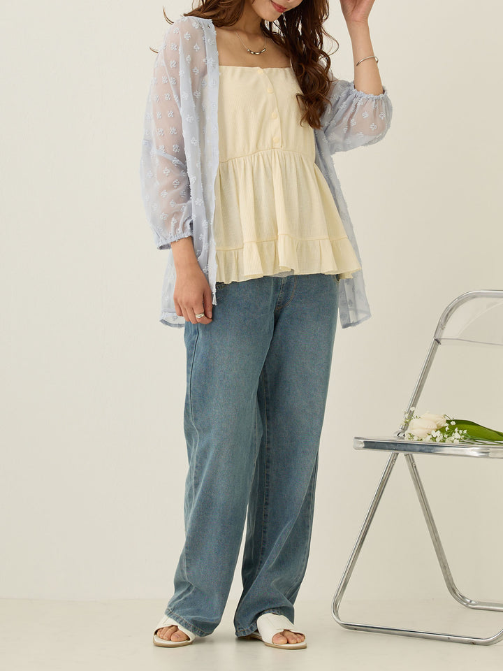 Light denim long pants Blue