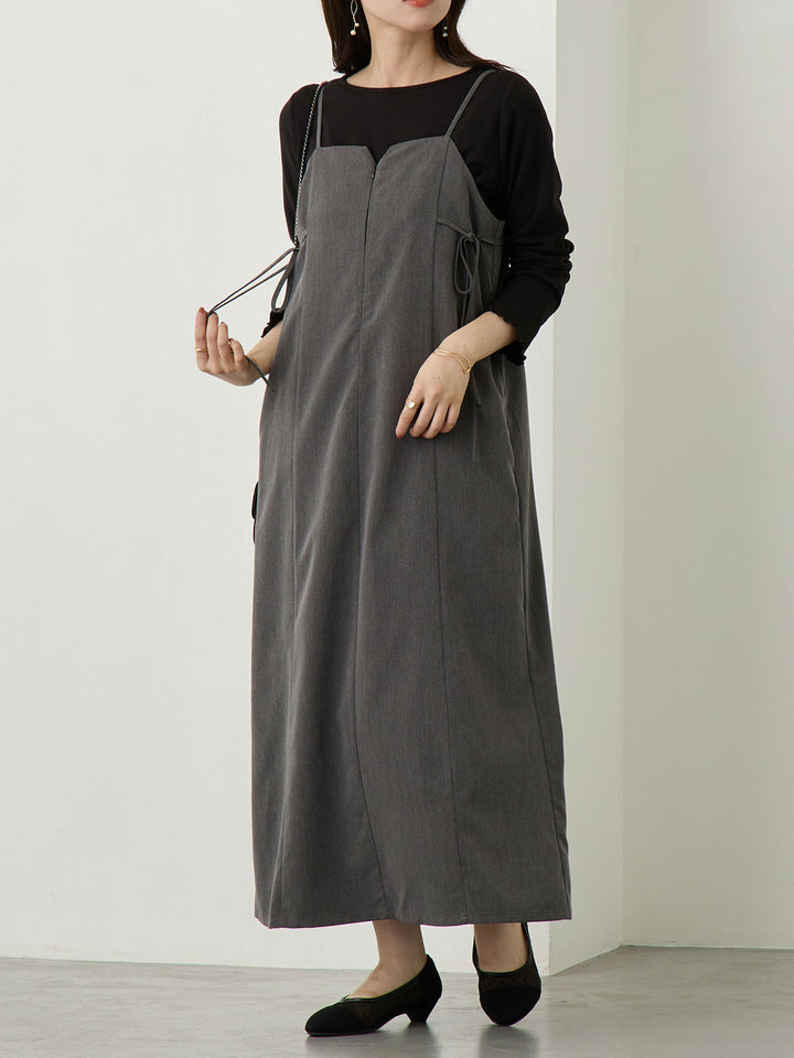 Side Ribbon Cami Dress Black