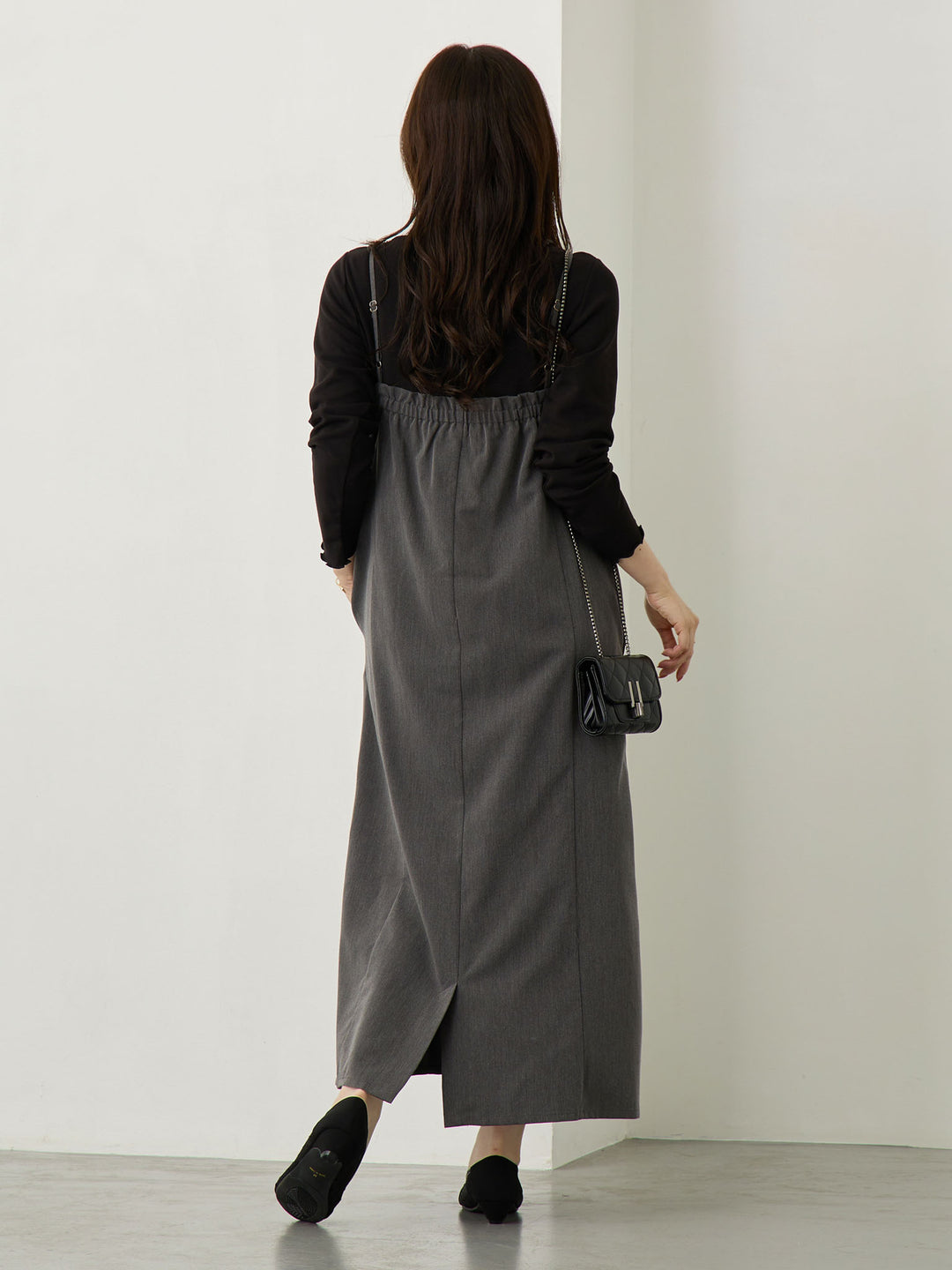 Side Ribbon Cami Dress Black