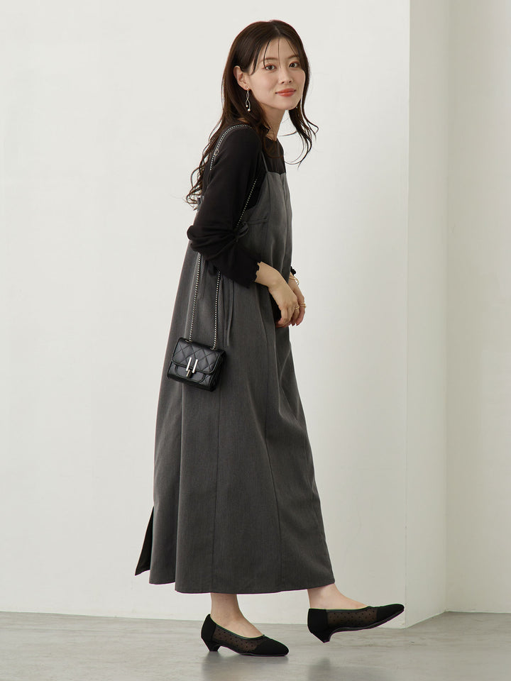 Side Ribbon Cami Dress Black