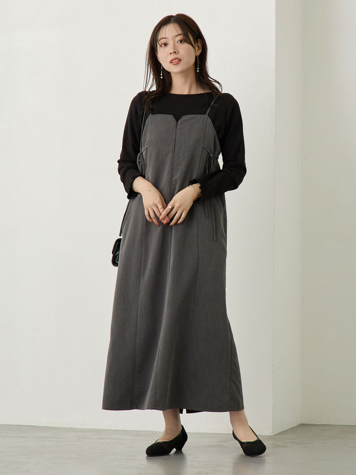 Side Ribbon Cami Dress Black