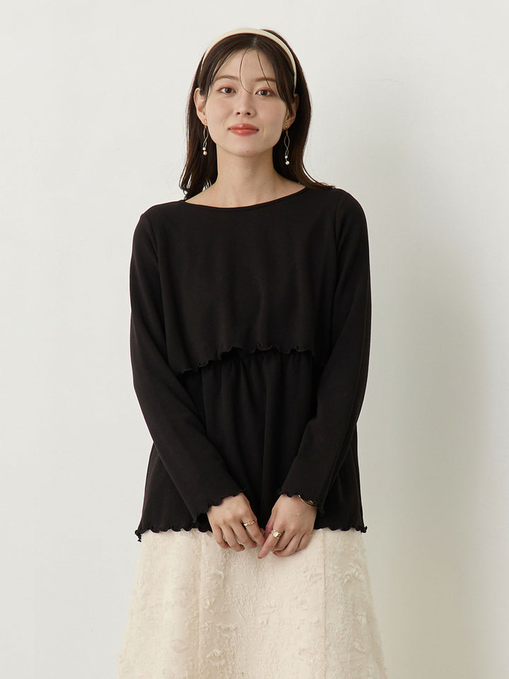 シンプル授乳トップス Black