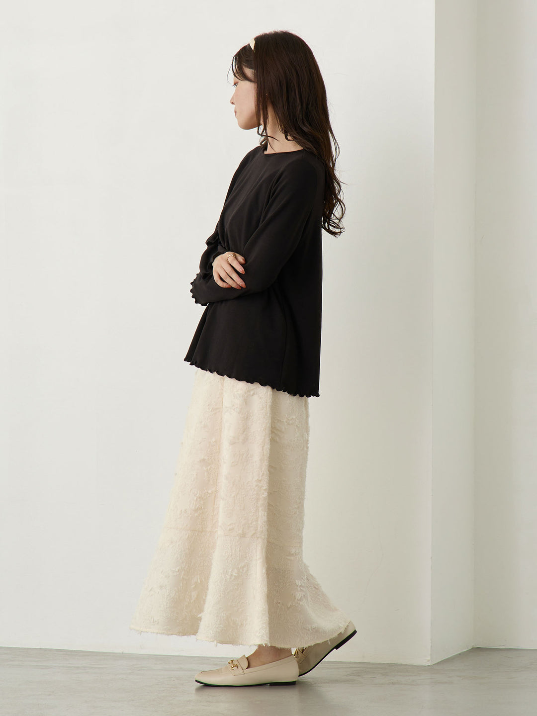 シンプル授乳トップス Black