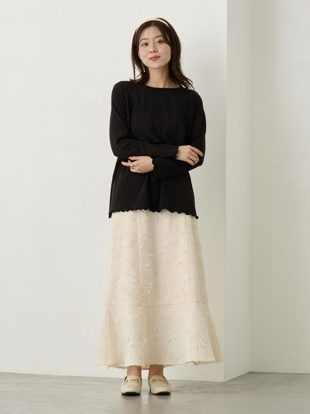 シンプル授乳トップス Black