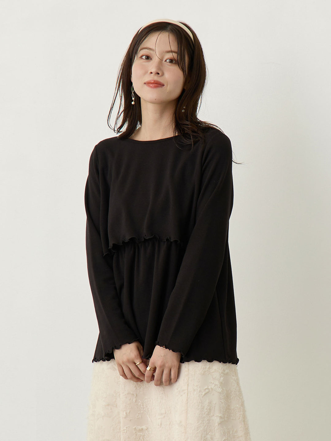 シンプル授乳トップス Black