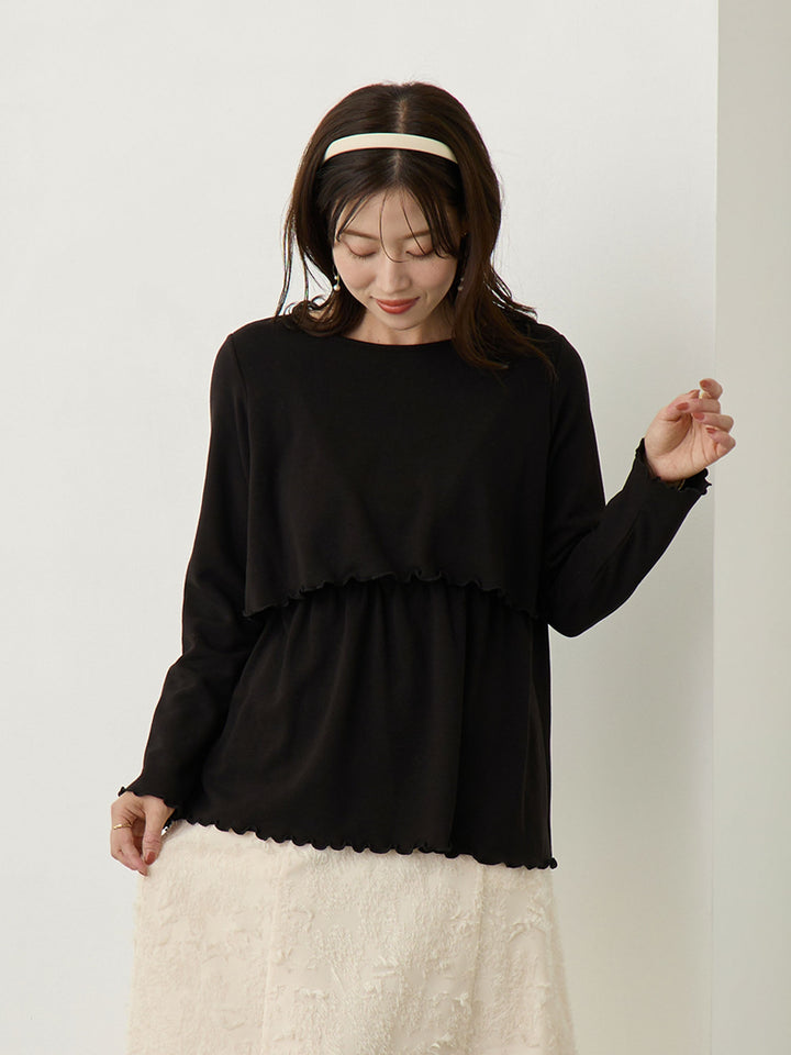 シンプル授乳トップス Black