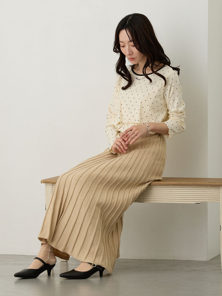 ニットプリーツスカート Beige