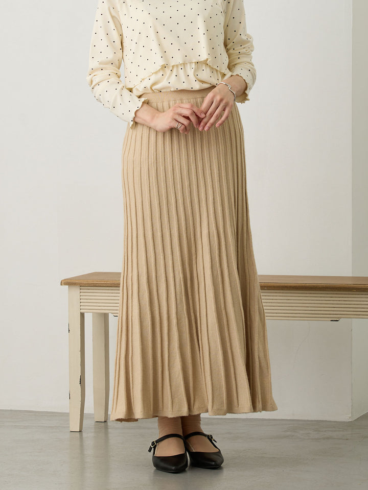 ニットプリーツスカート Beige