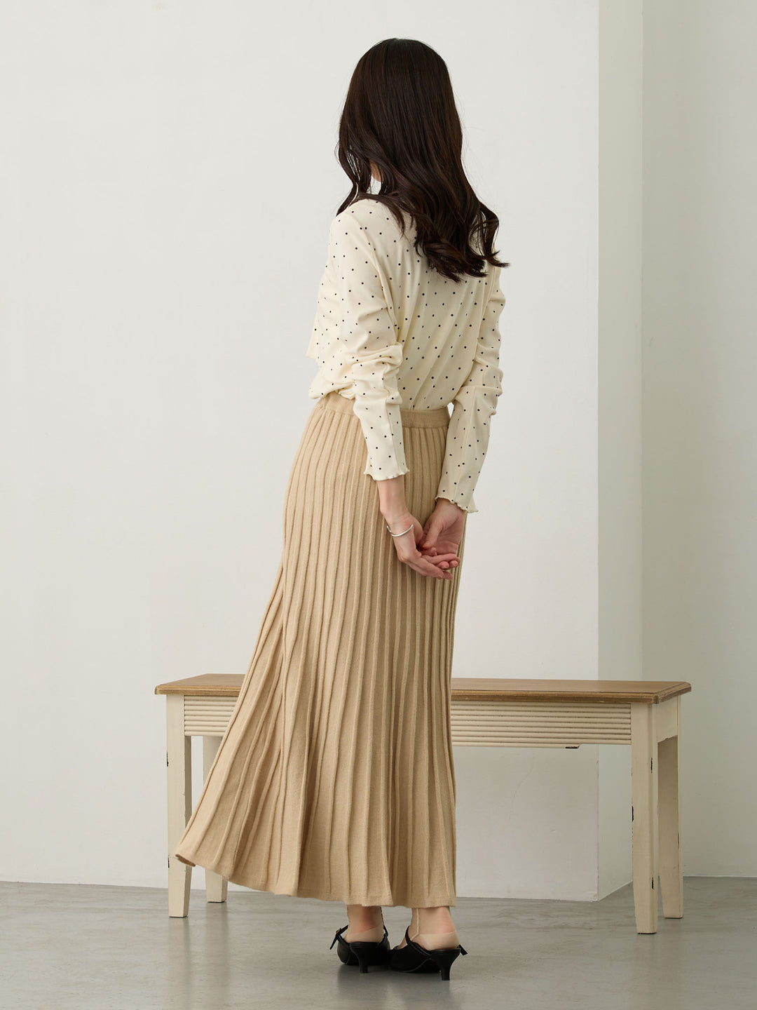 ニットプリーツスカート Beige