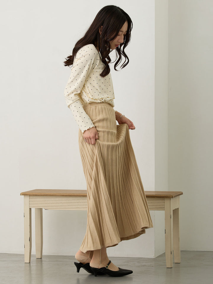 ニットプリーツスカート Beige