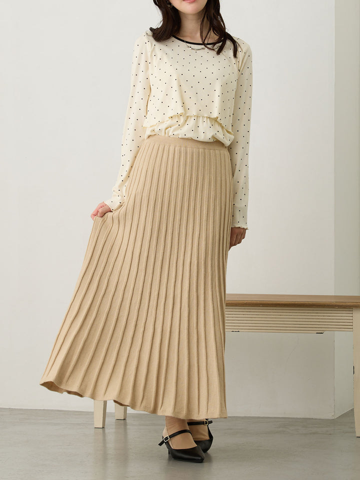 ニットプリーツスカート Beige