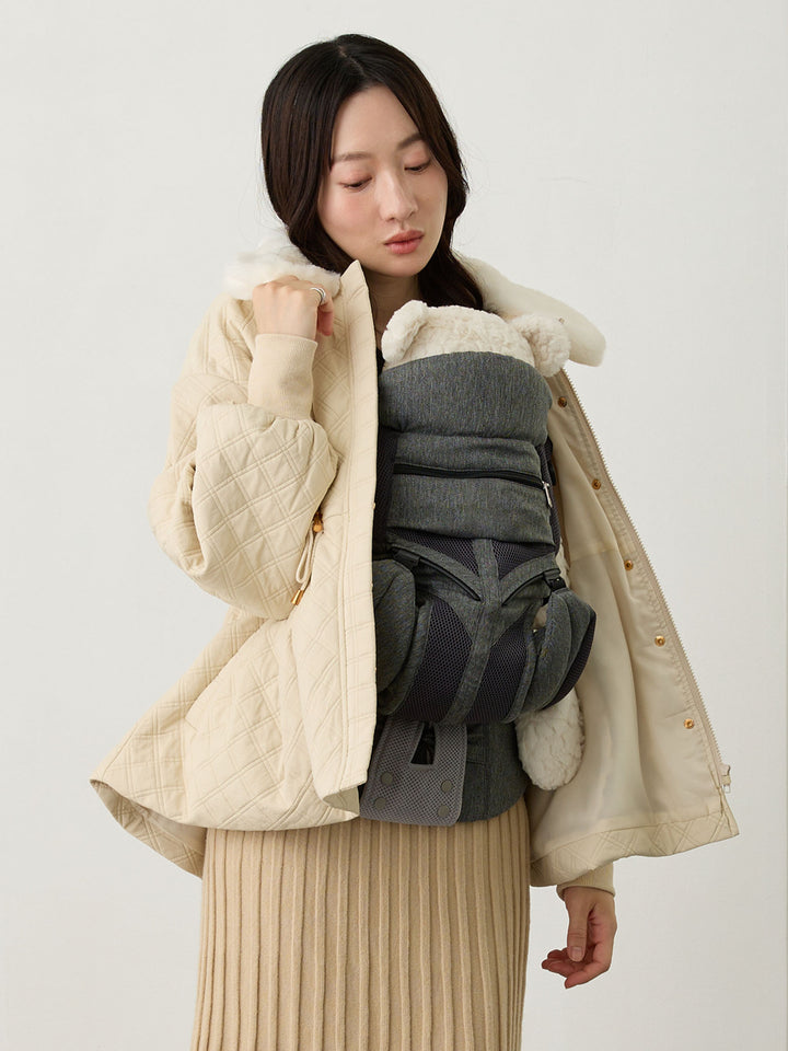 ダッカー付き衿ファーアウター Beige