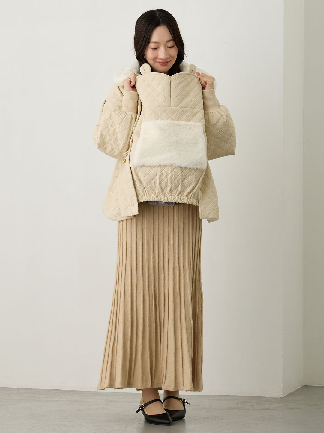 ニットプリーツスカート Beige