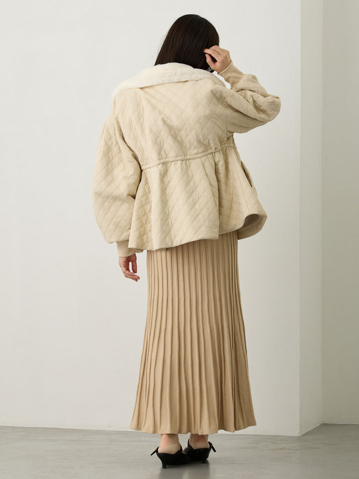 ダッカー付き衿ファーアウター Beige