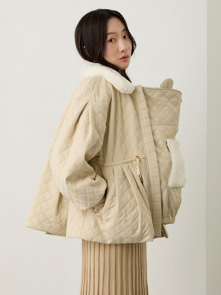 ダッカー付き衿ファーアウター Beige