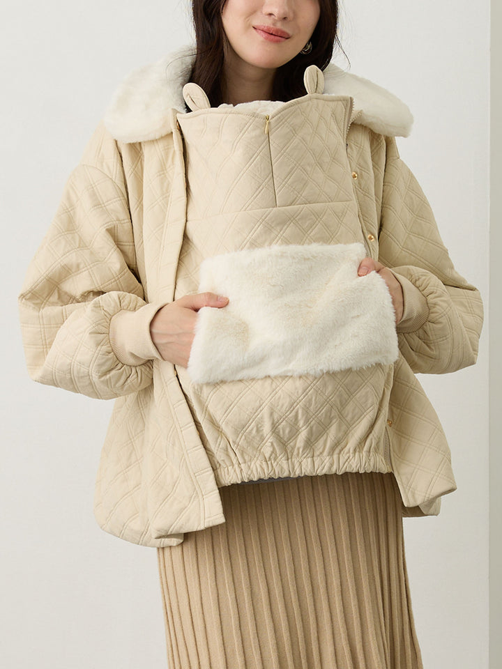 ダッカー付き衿ファーアウター Beige