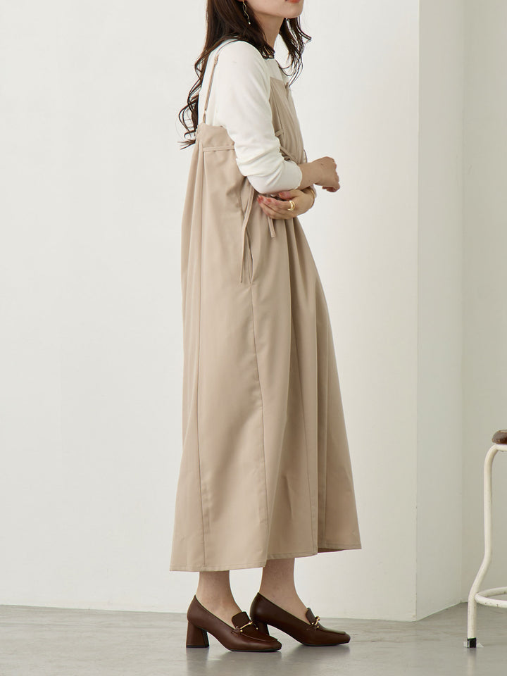 [Maternity/Nursing Wear] Side Ribbon Cami Dress Khaki