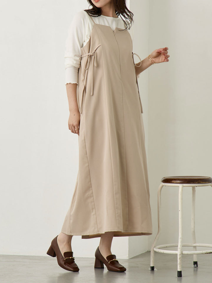 [Maternity/Nursing Wear] Side Ribbon Cami Dress Khaki