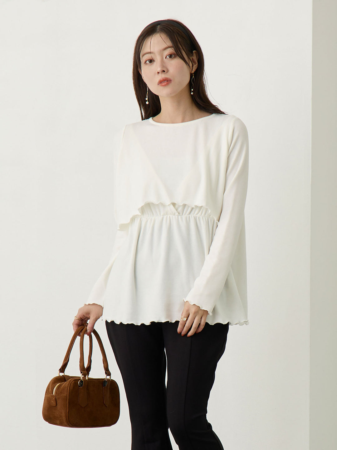 シンプル授乳トップス Ivory