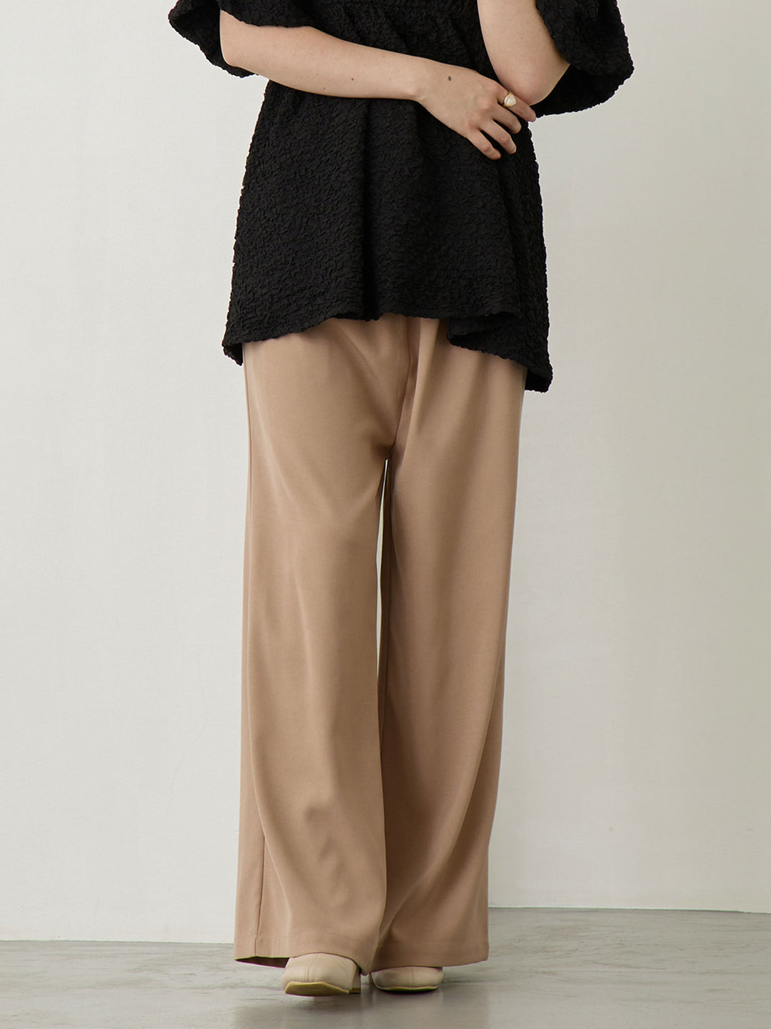 タックワイドパンツ Pink beige