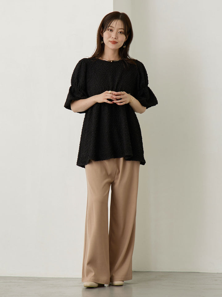 タックワイドパンツ Pink beige