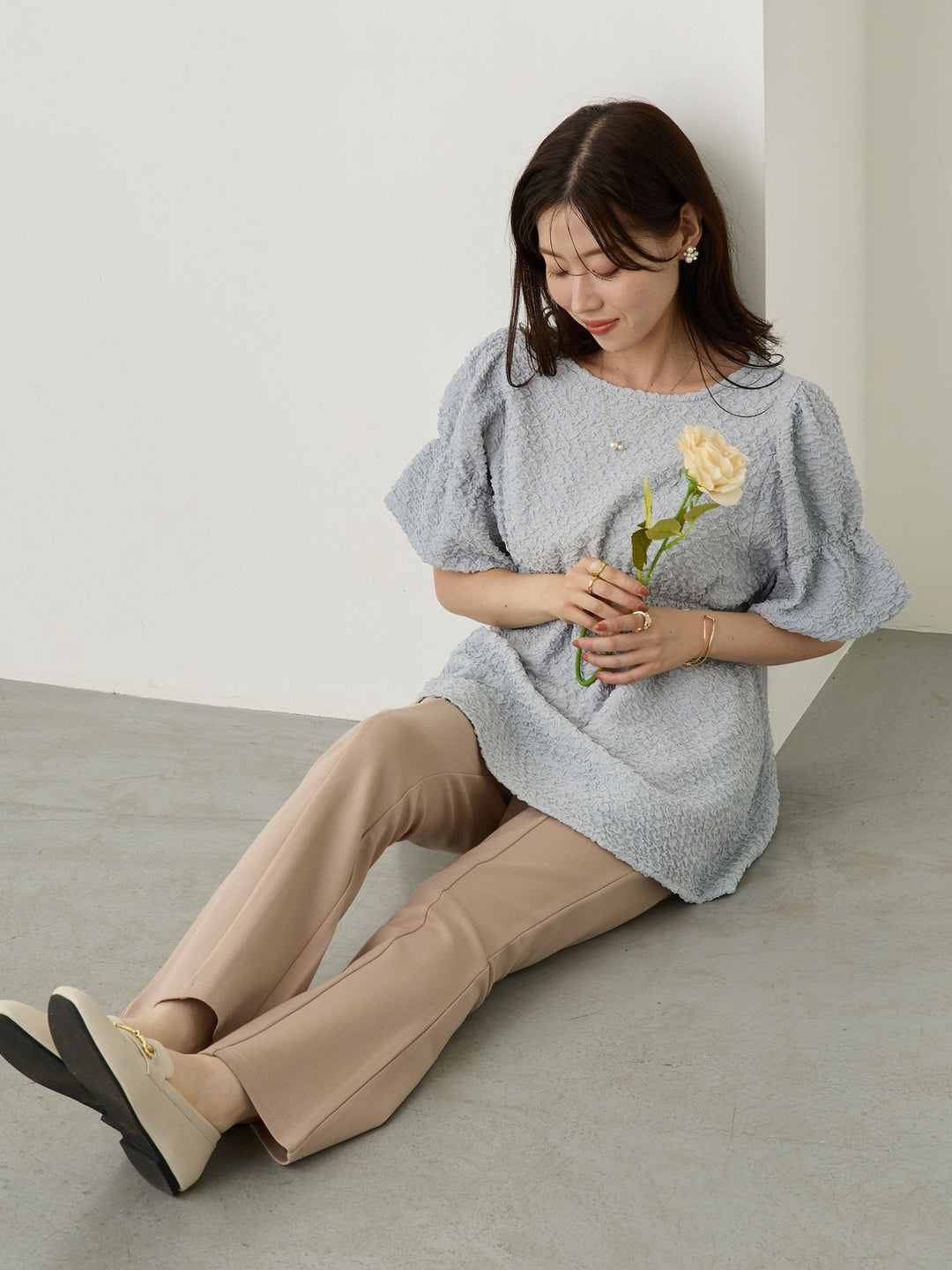ポンチフレアパンツ Beige
