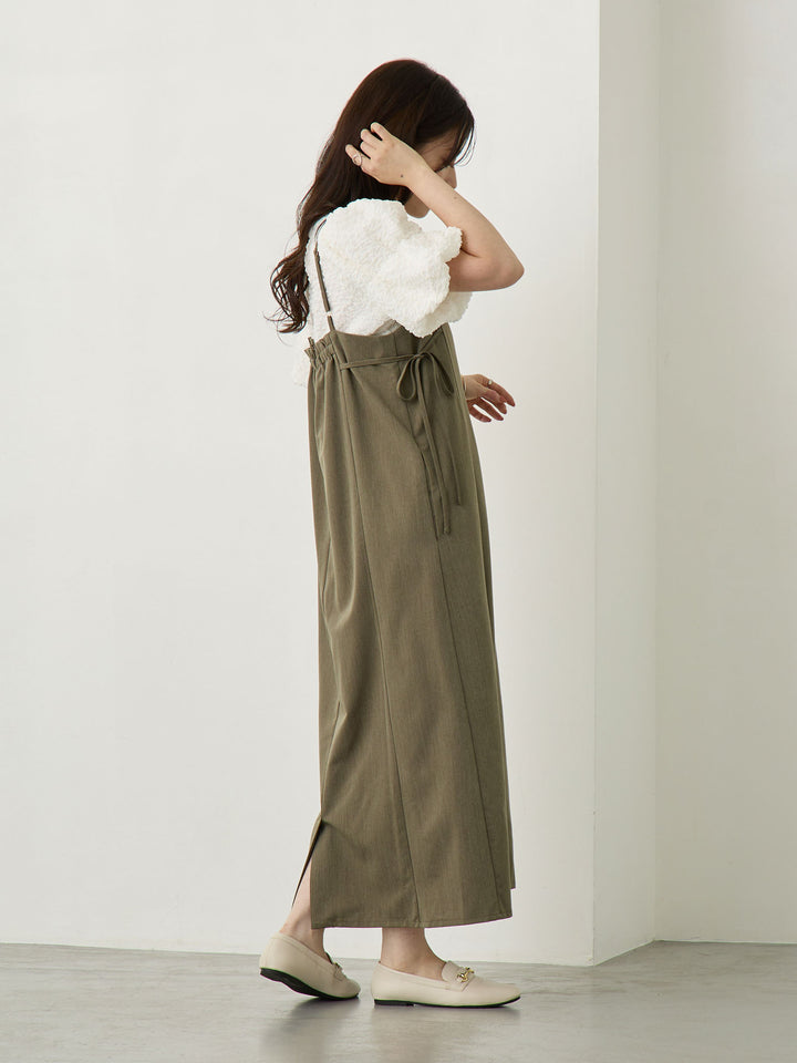 Side Ribbon Cami Dress Khaki