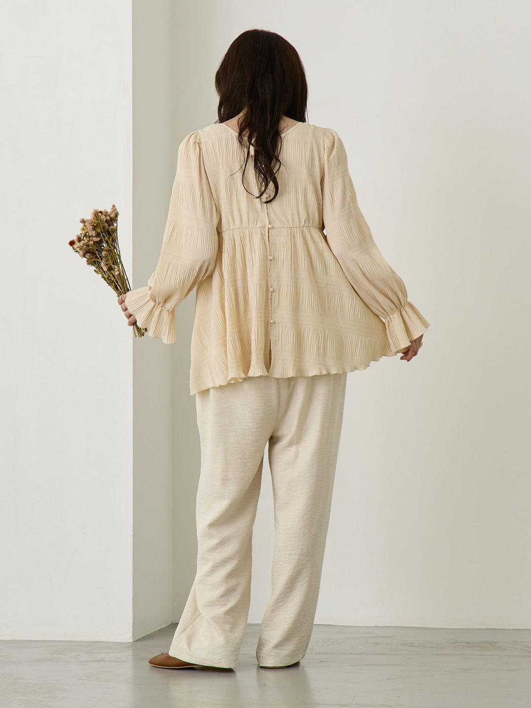 2wayプリーツブラウス Beige