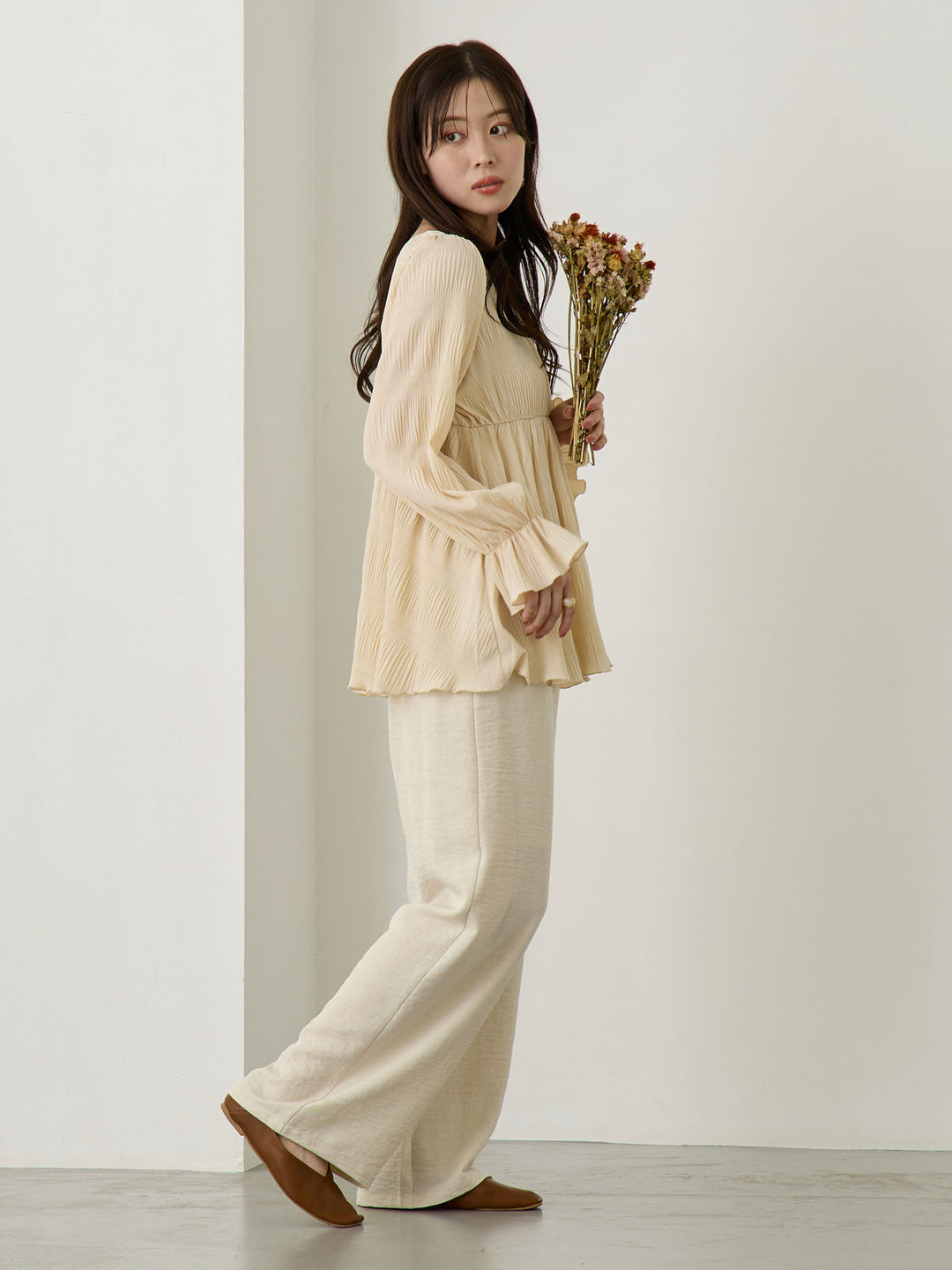 2wayプリーツブラウス Beige