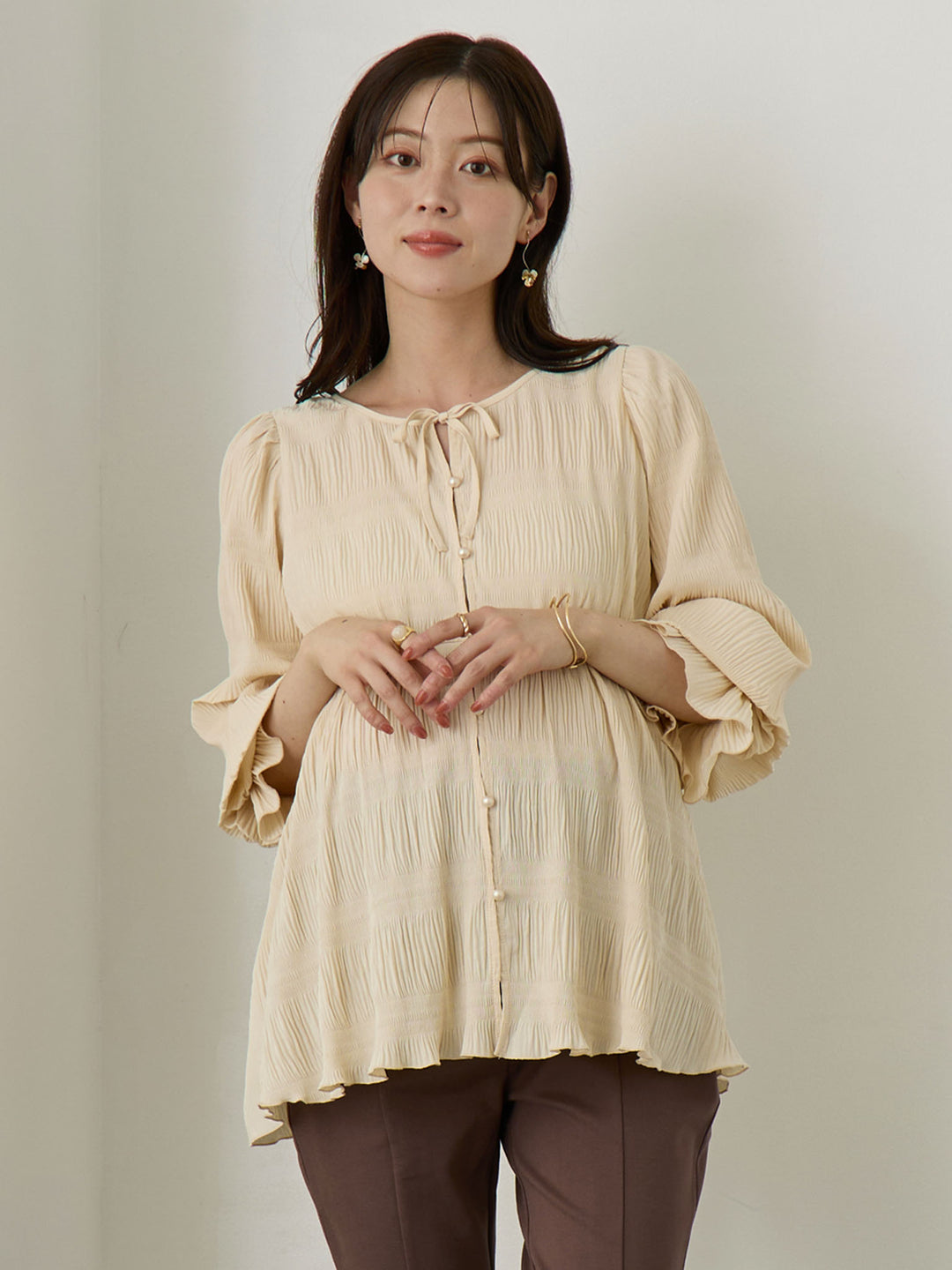 2wayプリーツブラウス Beige