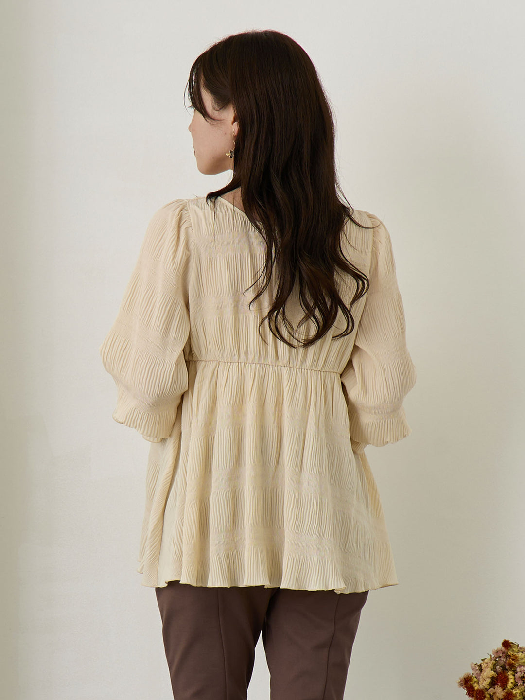 2wayプリーツブラウス Beige
