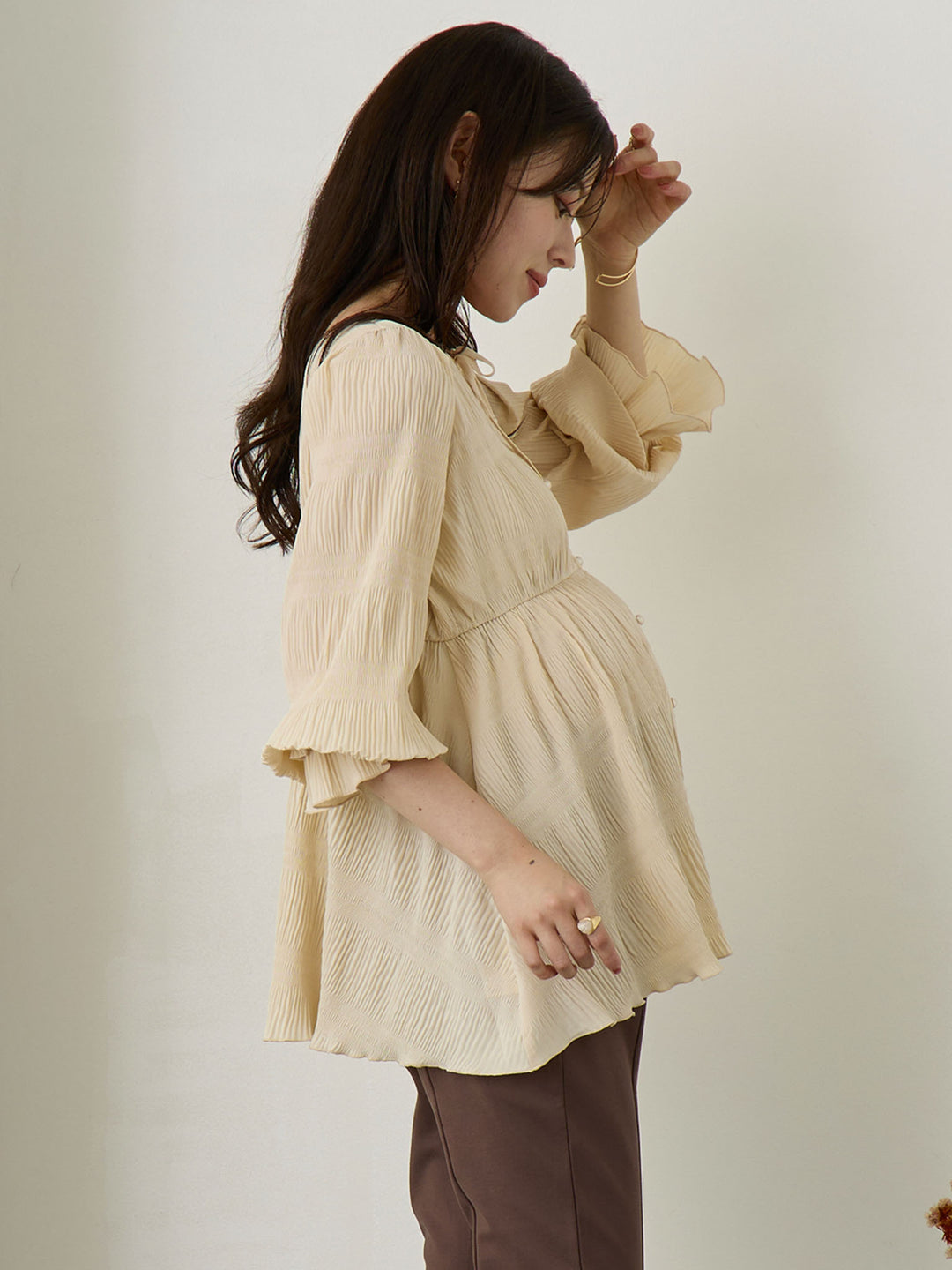 2wayプリーツブラウス Beige