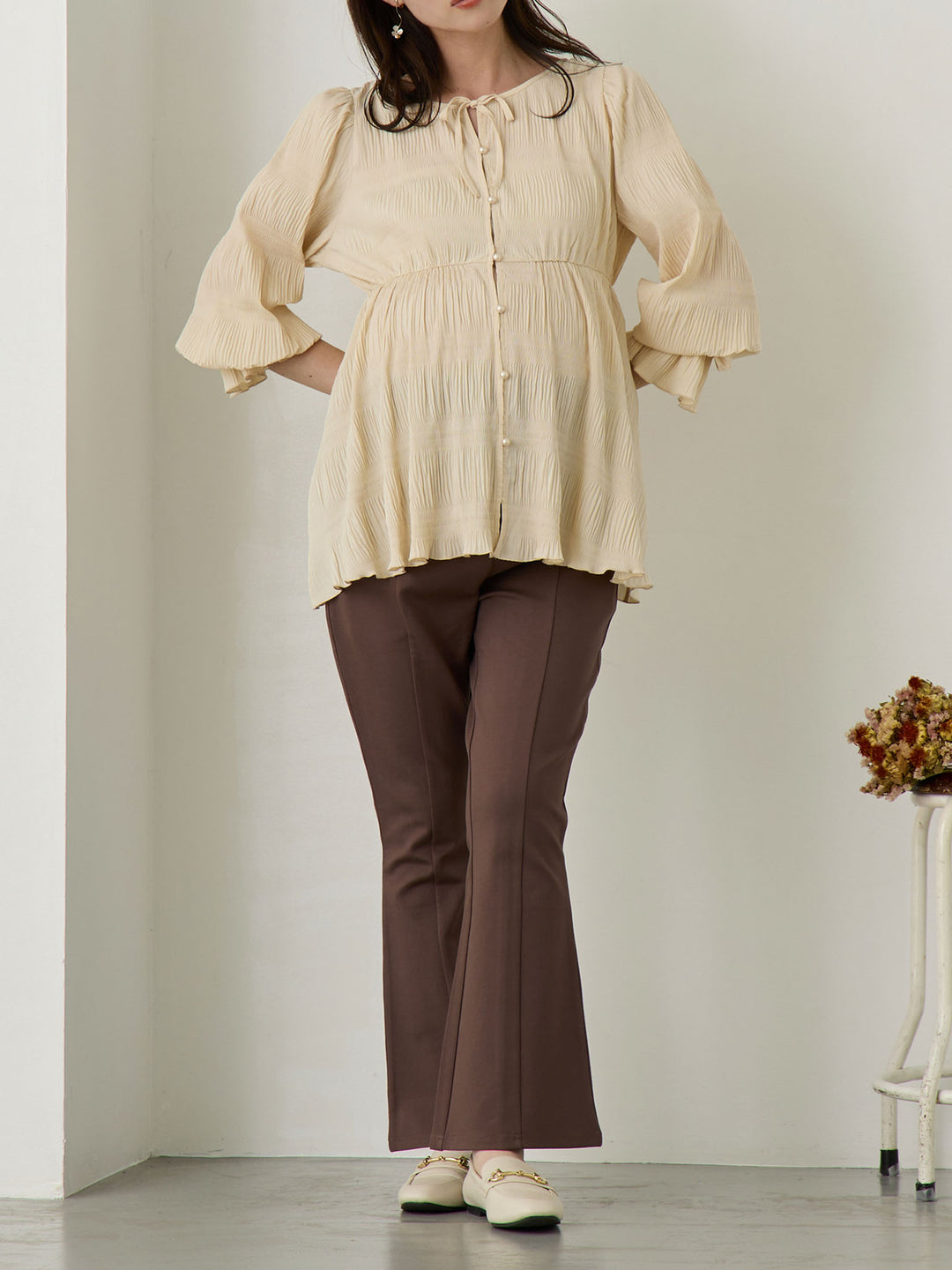 ポンチフレアパンツ Brown
